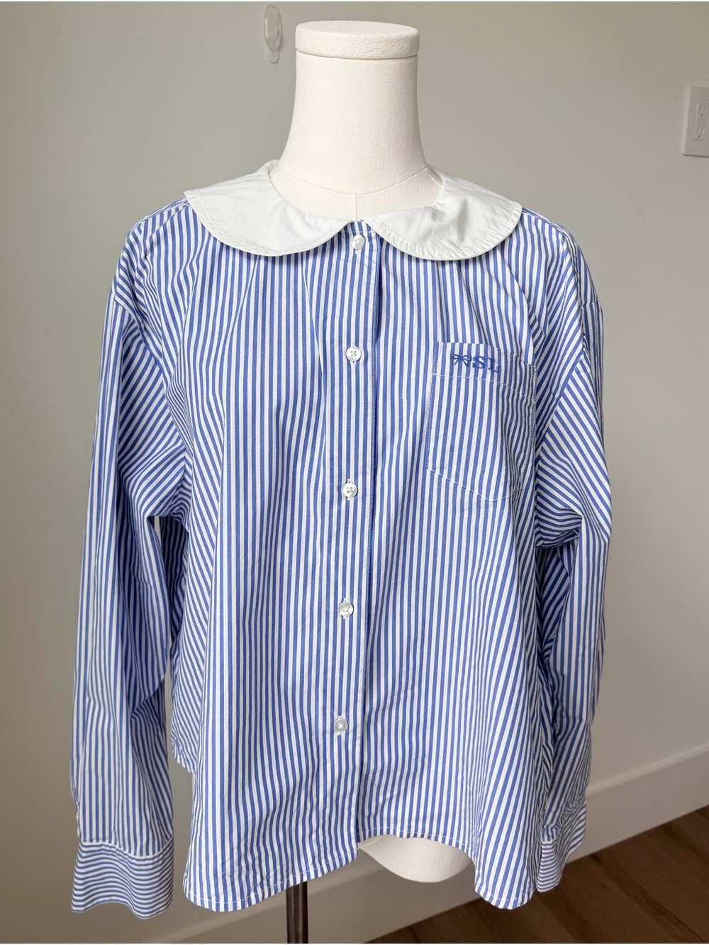 Sandy Liang x Gap Classic Blue Striped Peter Pan Collar Shirt